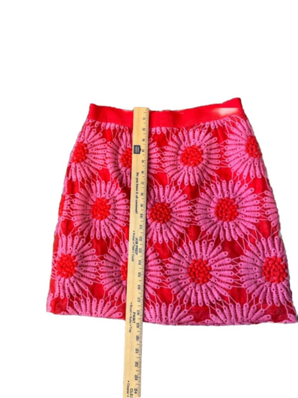 Kate Spade Red Pink Floral Print Skirt Sunburst A Line Mini Cotton Blend Work - Picture 5 of 9